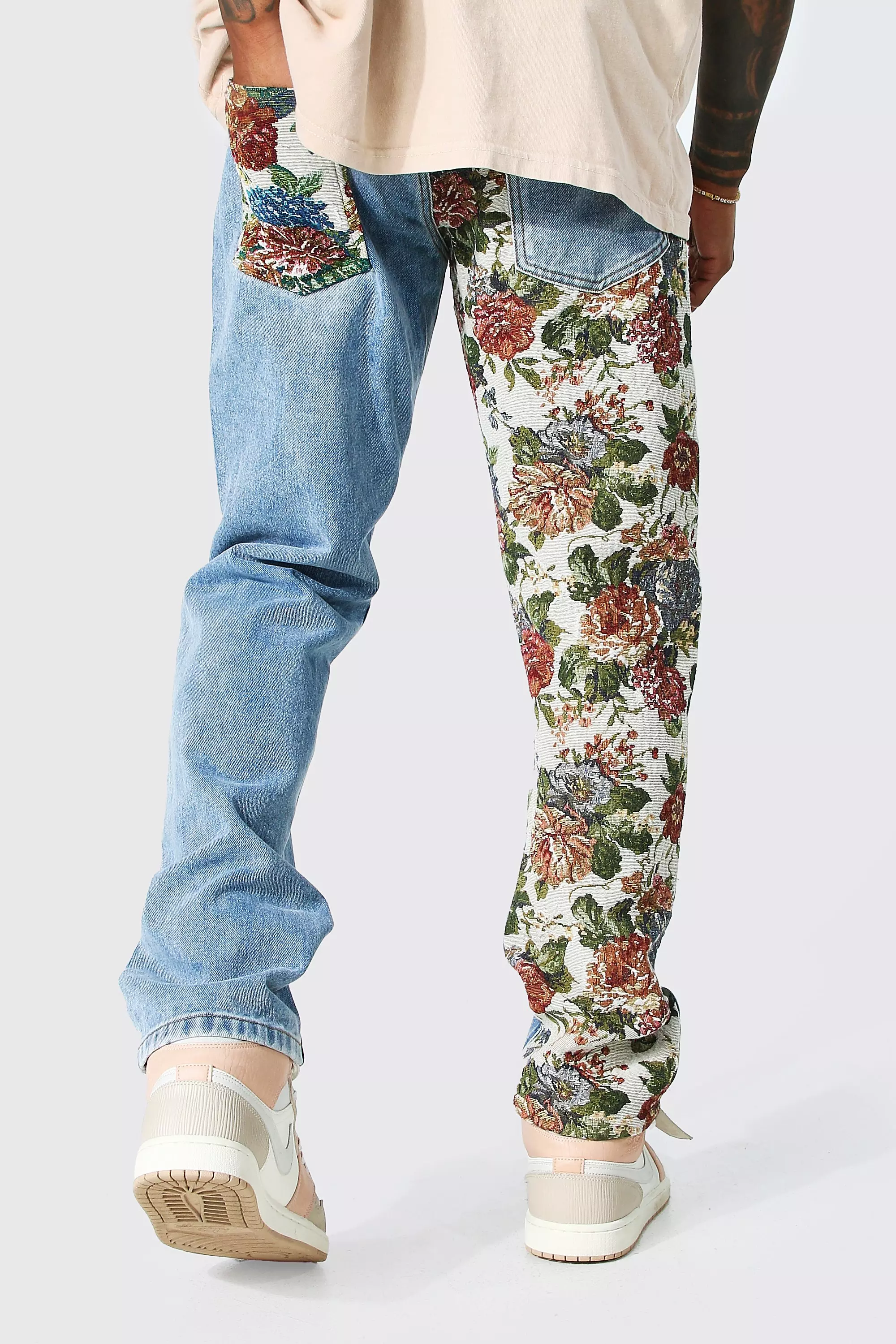 Mens floral hot sale jeans